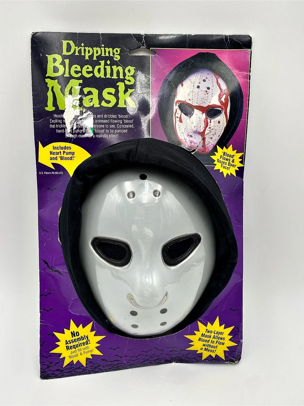 Vintage Fun World Dripping Bleeding Mask (Hockey Mask) White & Black